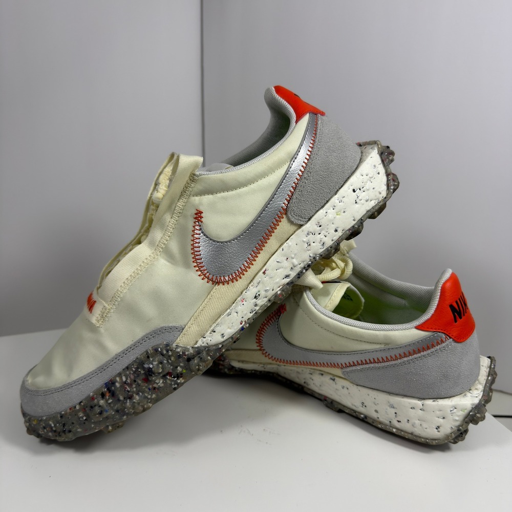 Nike Waffle Racer Crater Women 11.5 Coconut Milk Cream Silver Sneaker CT1983-105